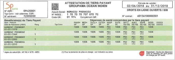 Attestation de tiers payant GOI