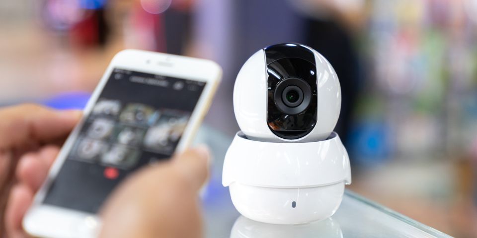 Caméra de surveillance connectée.