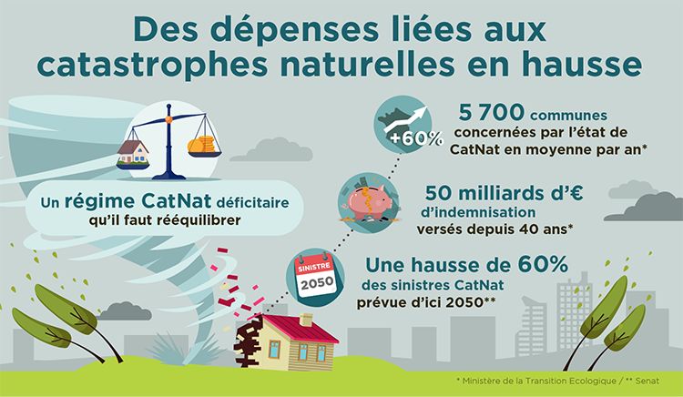 Infographie augmentation des sinistres CatNat Groupama