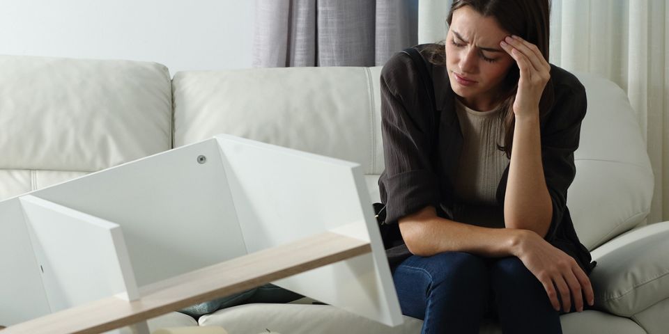 Jeune femme après un cambriolage.