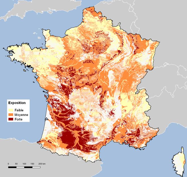 Cartographie - Exposition retrait gonflement argiles